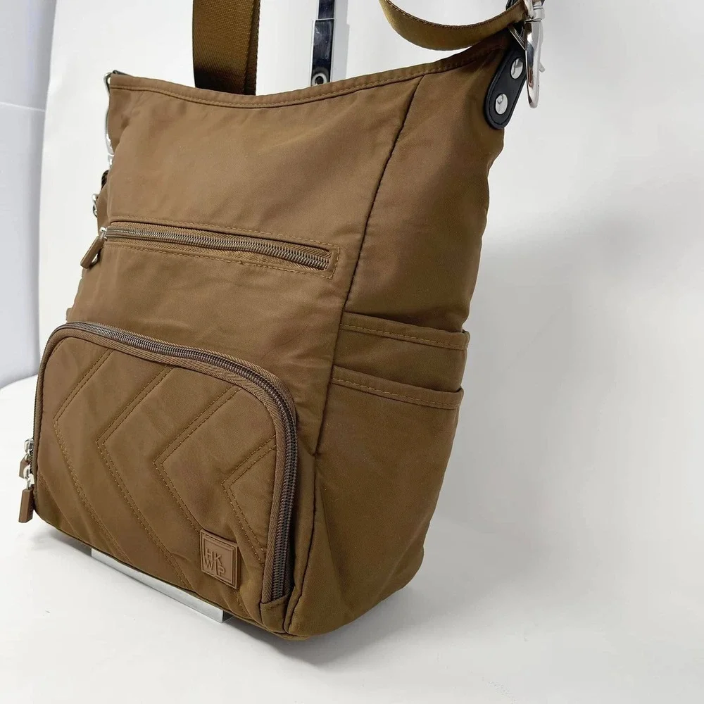IHKWIP The Go Getter Crossbody Bag Mocha Brown Quilted‎ Large Wallet Organizer